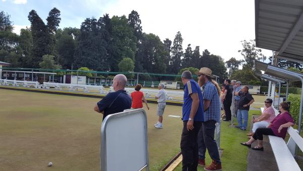 Steve, Ken Darby (Temuka Bowling Club), Brian S, Heather and Louise