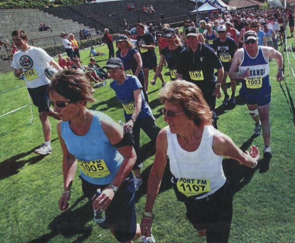 Margaret (right) in Timaru's annual Jack Lovelock 10km Walk