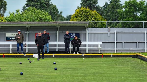 Eric, Bowling Club Helper, Richard, Germaine and Maia